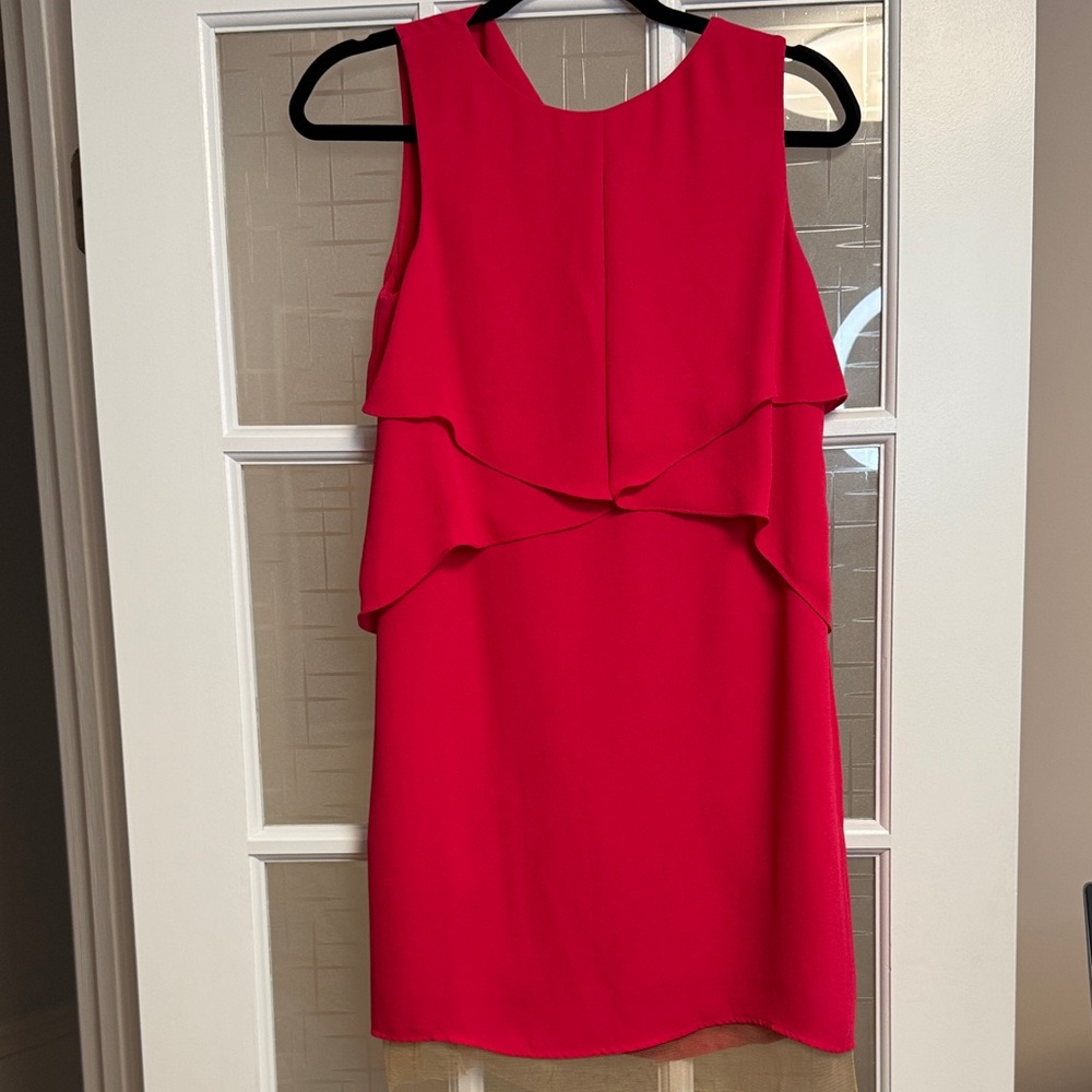 BCBGMaxAzria  runway Red pink Layered Mini Dress